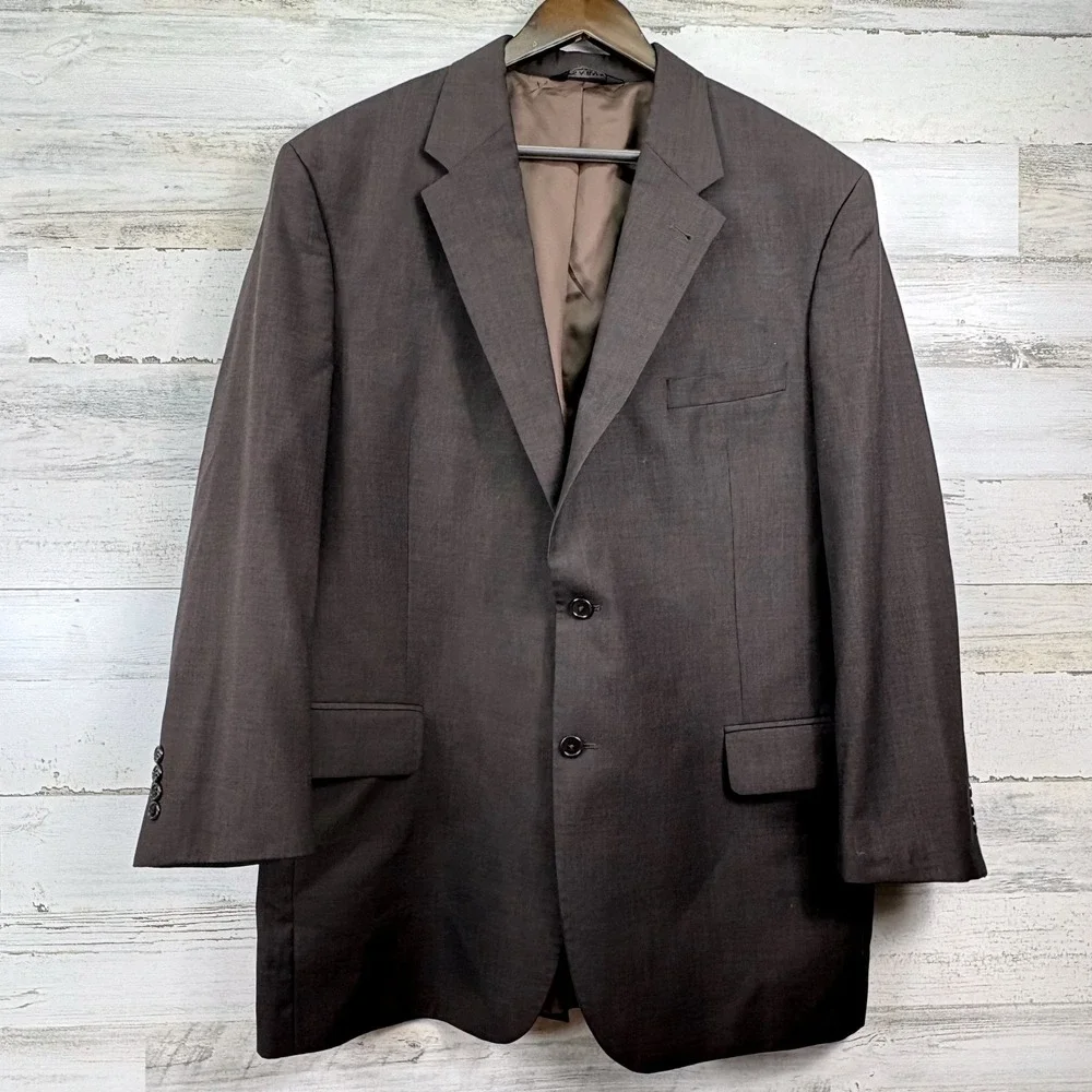 Jos A Bank Blazer Mens 46L Brown Wool Signature Collection Two Button Corpcore